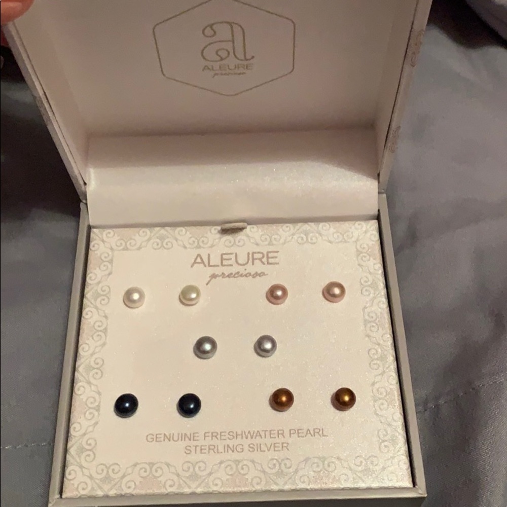 Genuine freshwater pearl sterling silver earrings